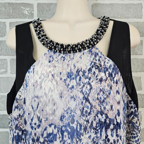 Jennifer Lopez Snakeskin Beaded Halter Top Women's Large Sleeveless Blouse Party - Picture 3 of 14